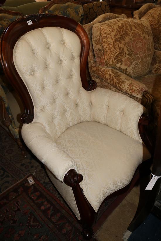 Victorian style button back armchair
